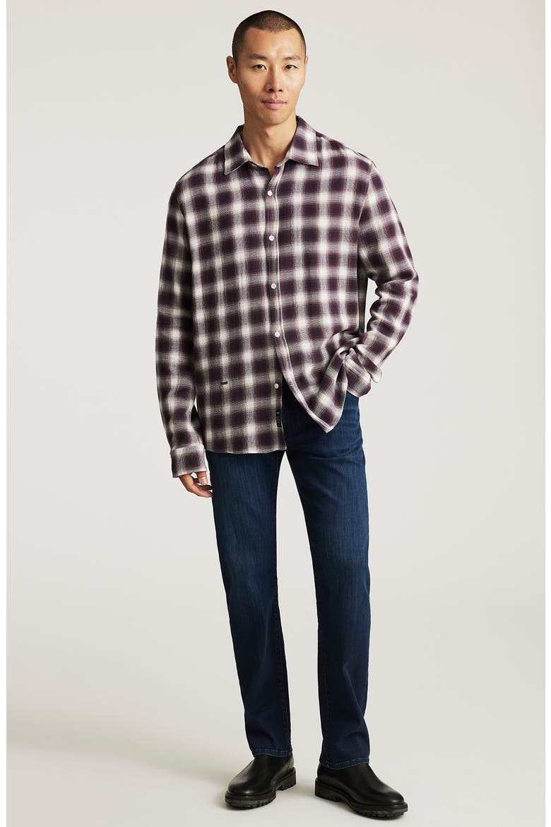 Plaid Cotton Button-Up Shirt, Alternate, color, NIGHTSHADE CHECK