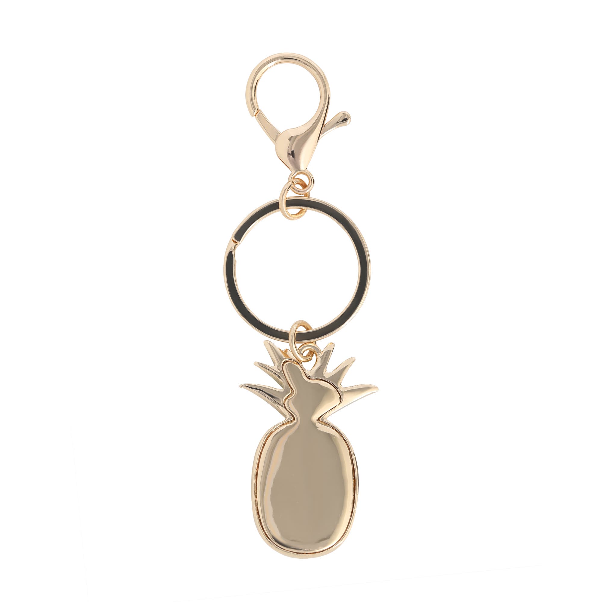 Juicy Couture Crystal Pineapple Keychain, Gold-Tone with Green Enamel Leaves, Alternate, color, Multicolor
