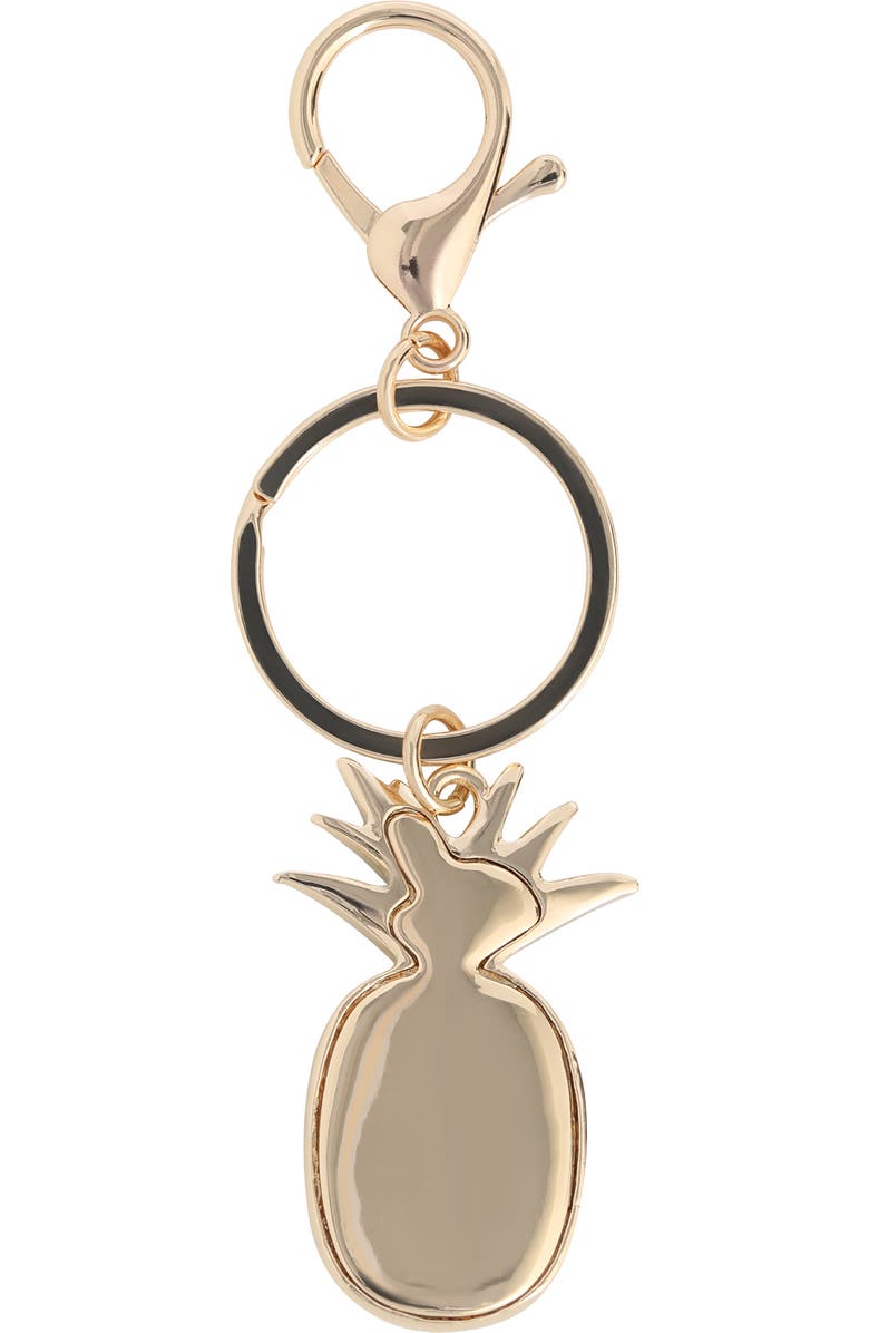 Juicy Couture Crystal Pineapple Keychain, Gold-Tone with Green Enamel Leaves, Alternate, color, Multicolor