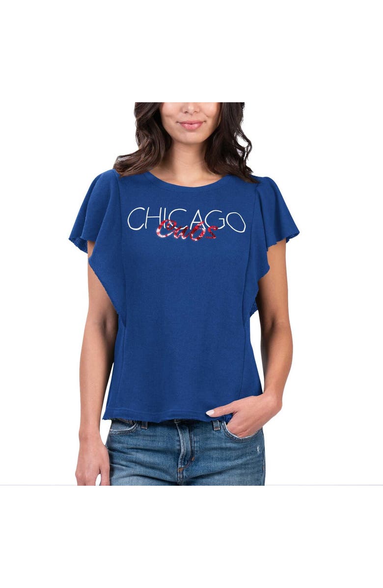 G-III 4HER BY CARL BANKS Women's G-III 4Her by Carl Banks Royal Chicago Cubs Crowd Wave T-Shirt, Main, color, 