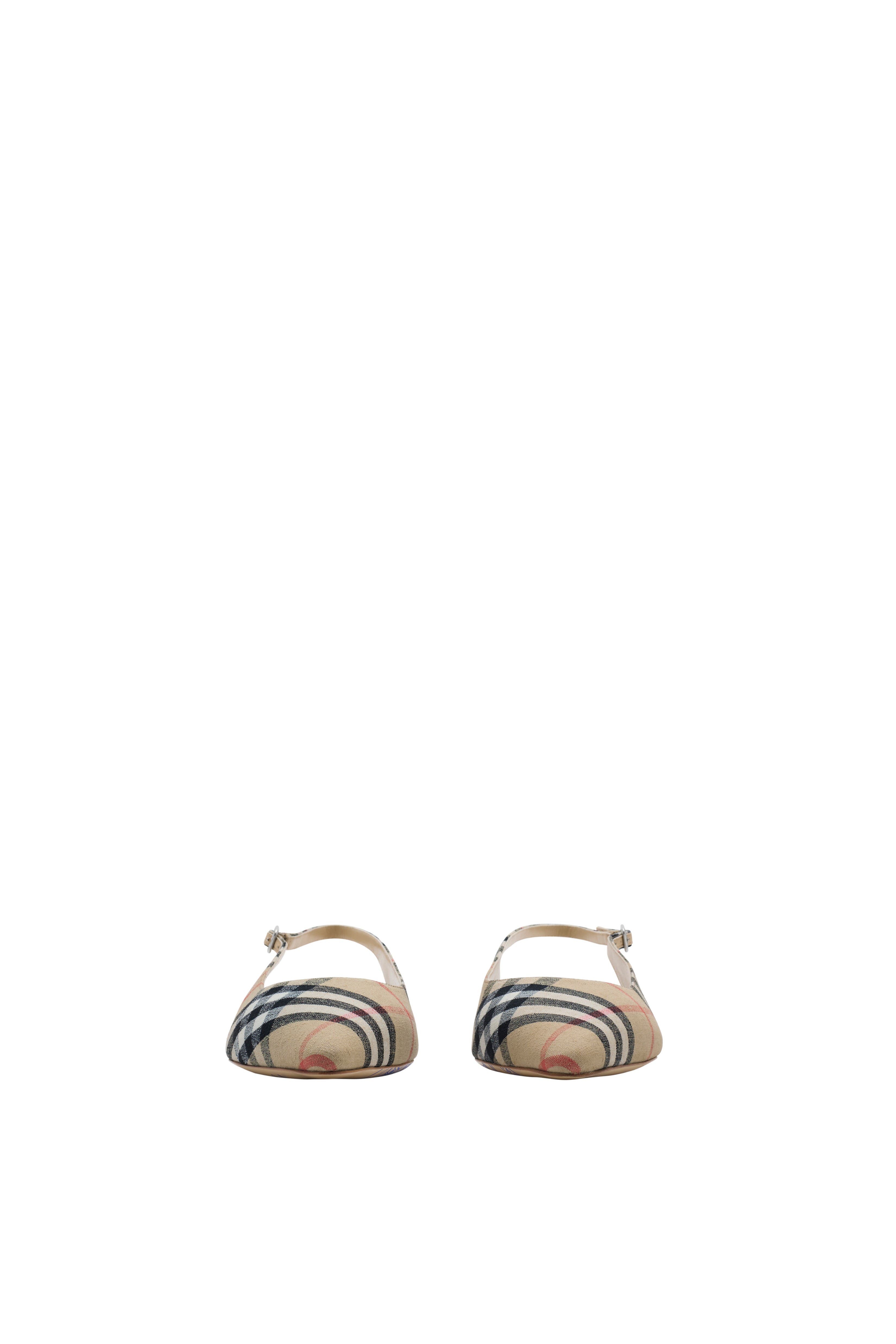 Burberry Check Dame Slingback Ballerinas, Alternate, color, Sand