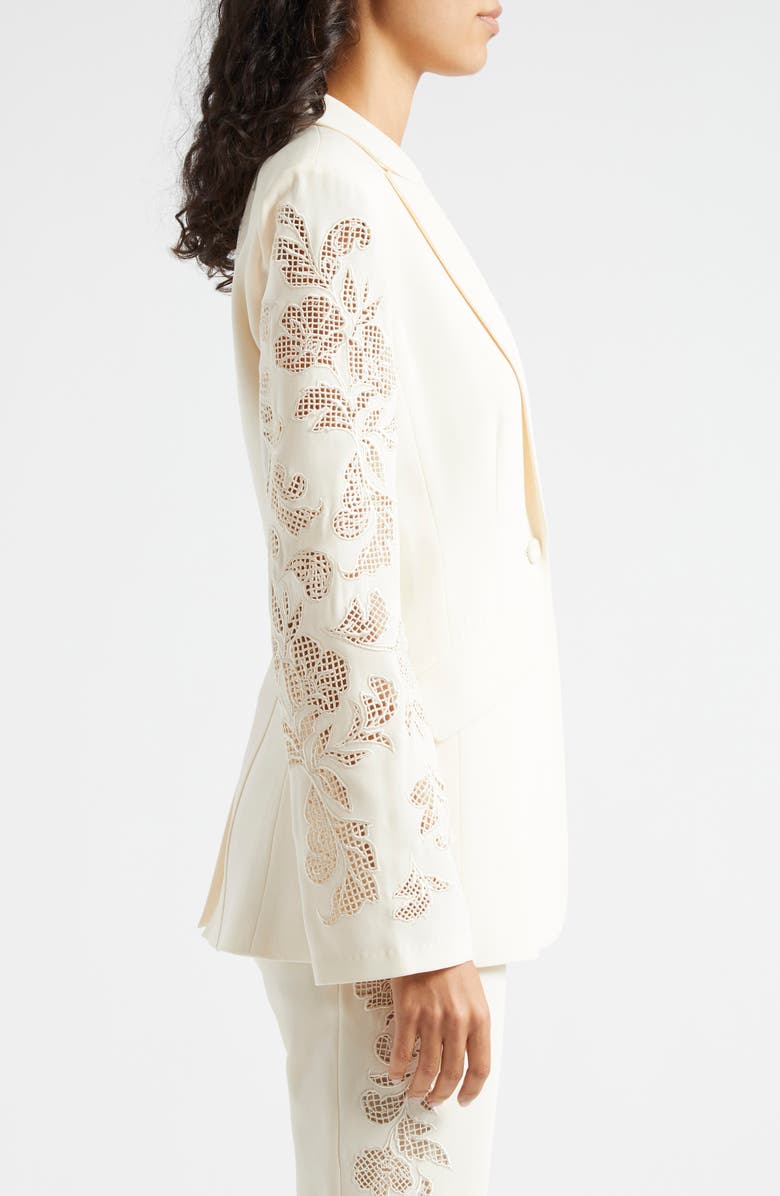 Cinq à Sept Cheyenne Floral Embroidered One-Button Blazer, Alternate, color, Gardenia