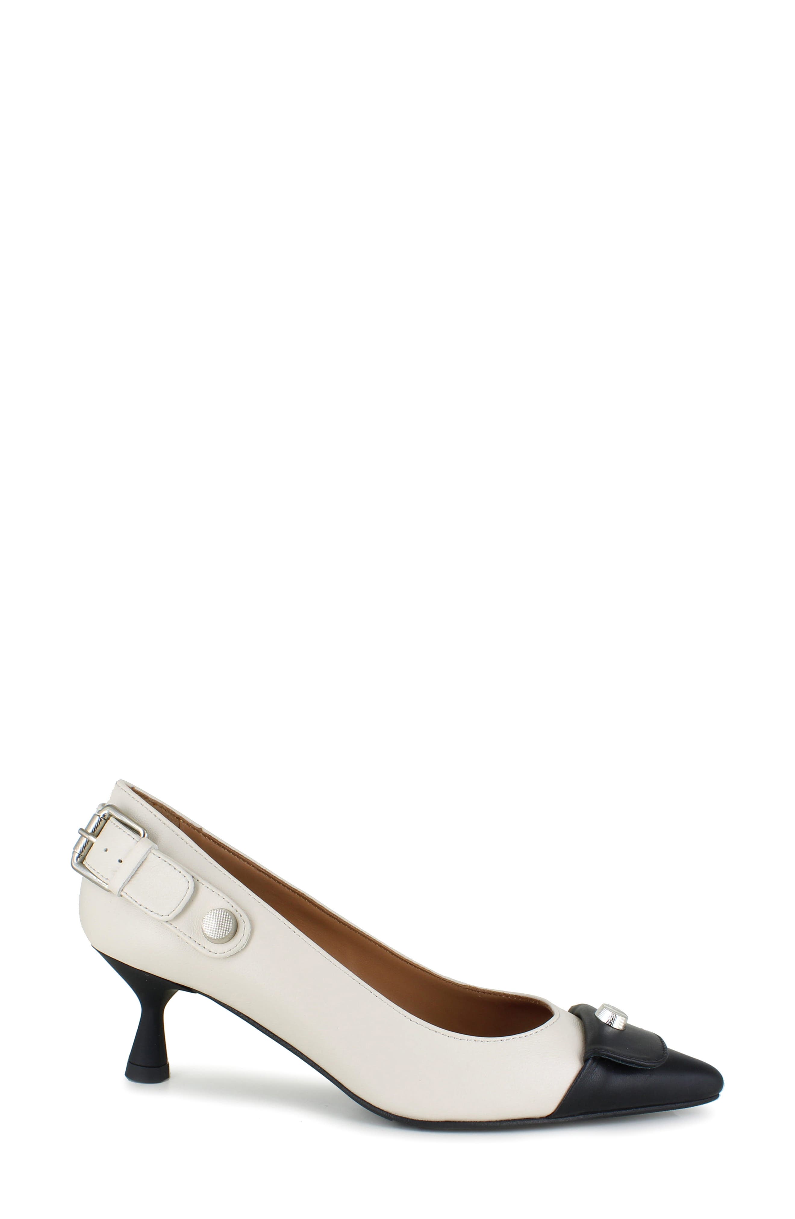 ZIGIny Margit Cap Toe Pump, Alternate, color, Black White Leather