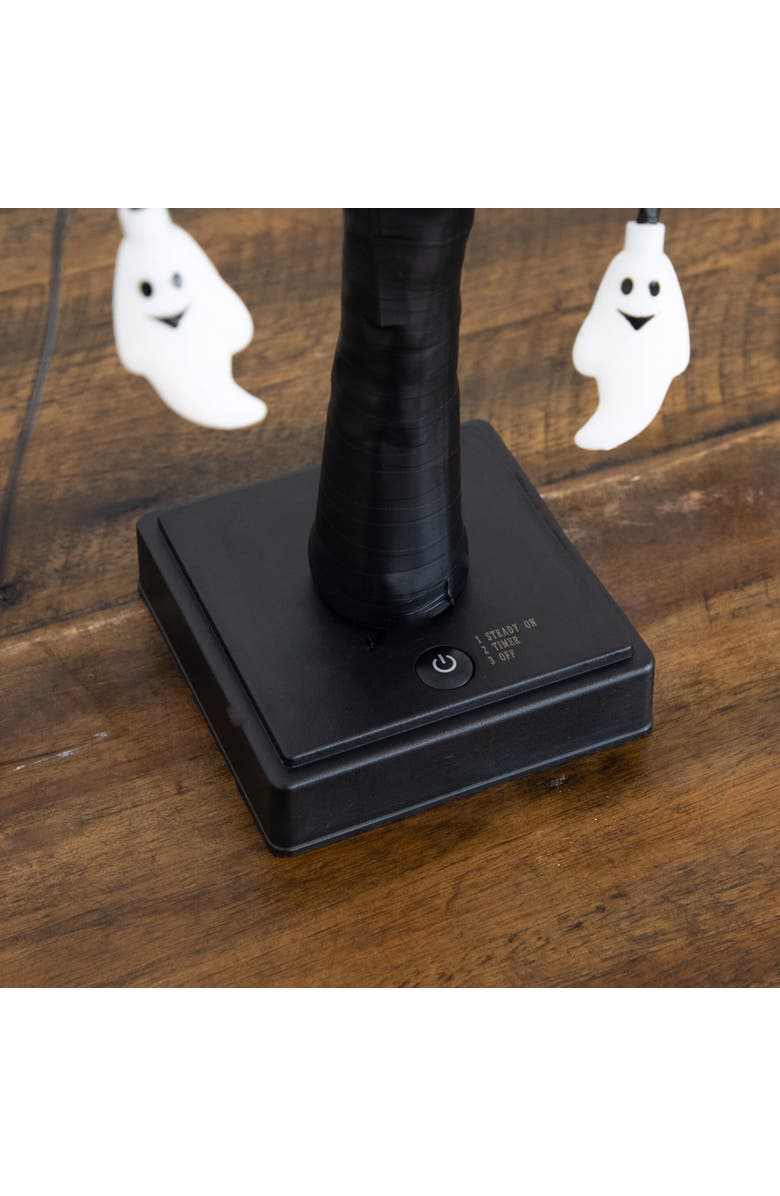 NEARLY NATURAL 2-ft Pre-Lit Artificial Halloween Ghost Twig Tree with 24 Purple LED Lights, Alternate, color, Black