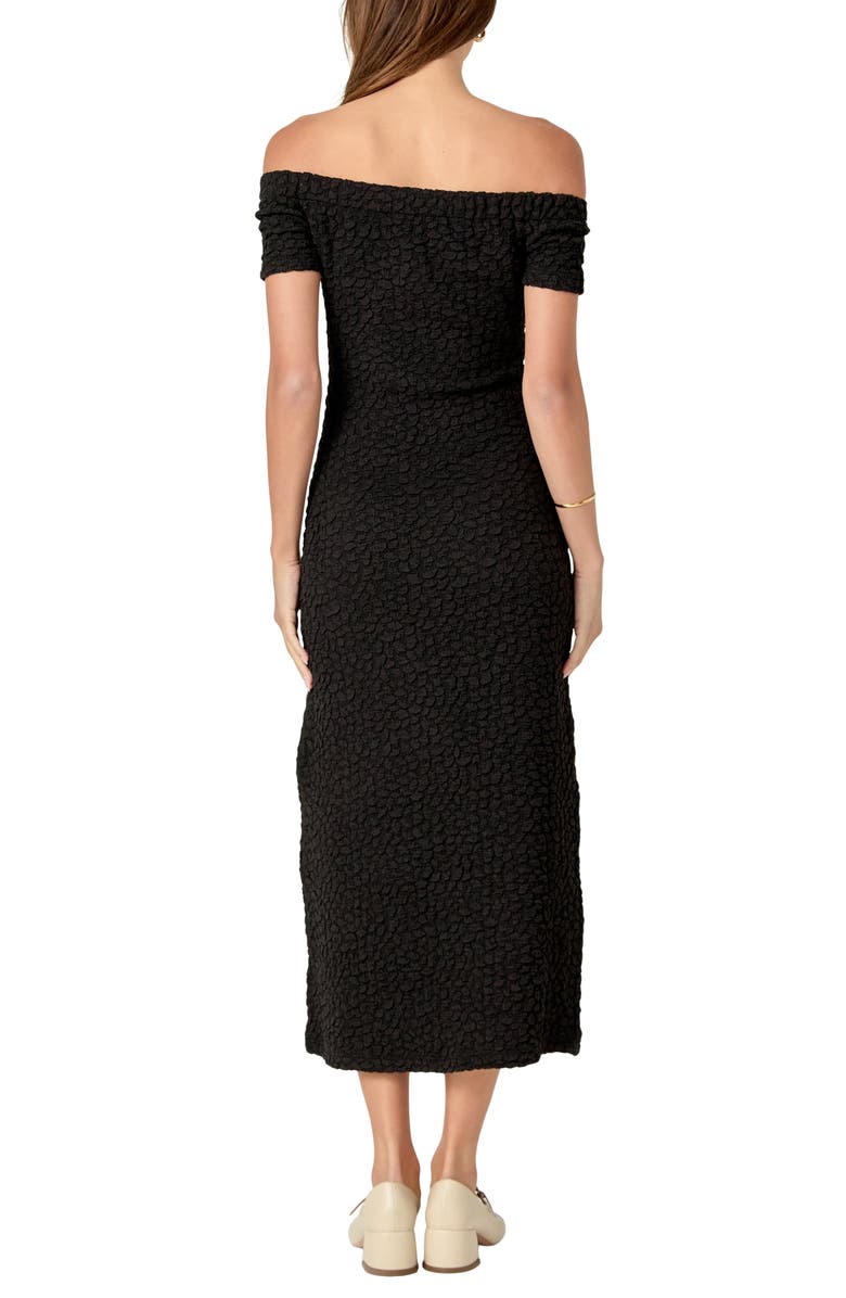 English Factory Textured Off the Shoulder Midi Dress, Alternate, color, Black