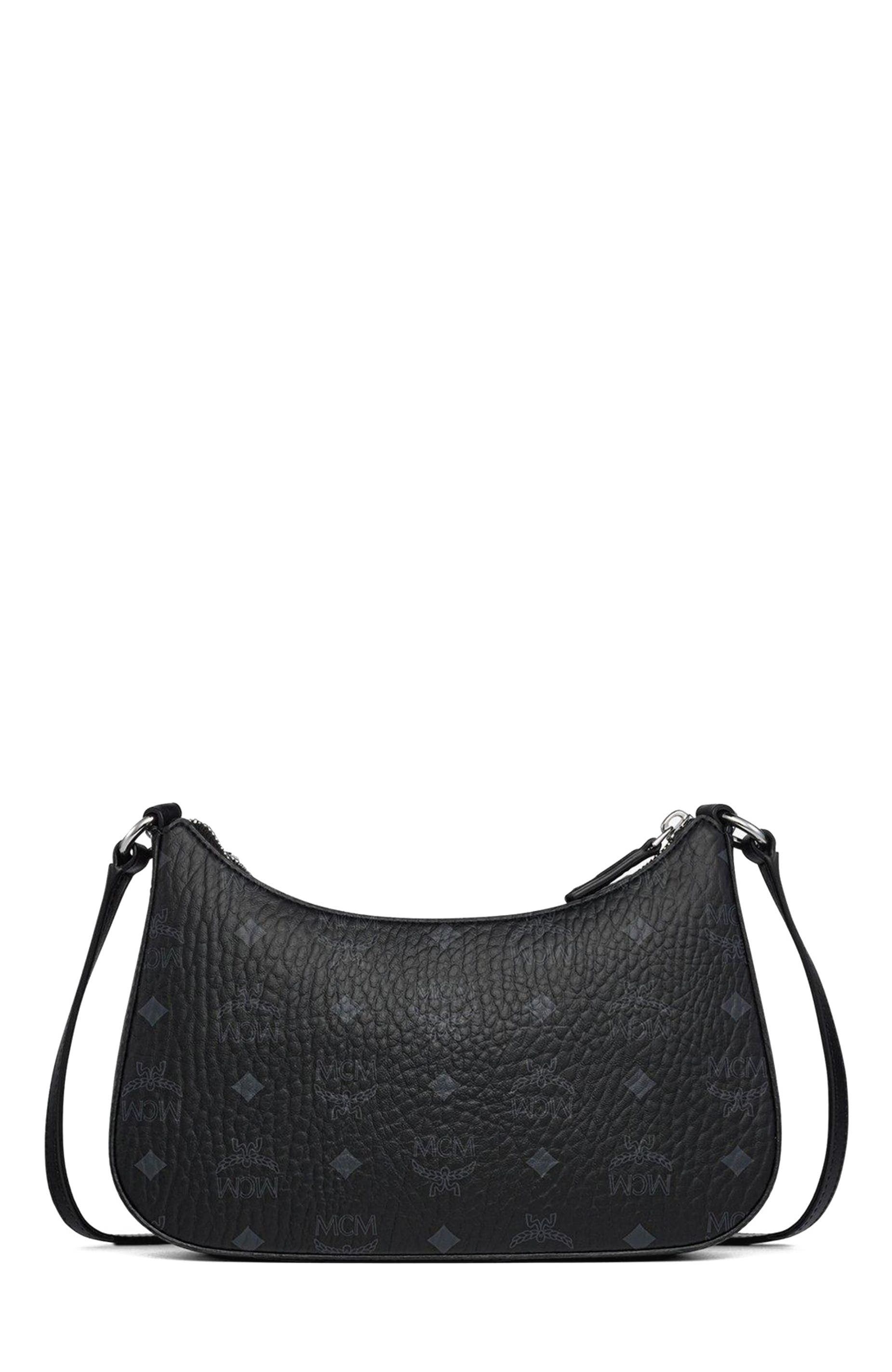 MCM Aren Duo Hobo in Visetos, Alternate, color, Black