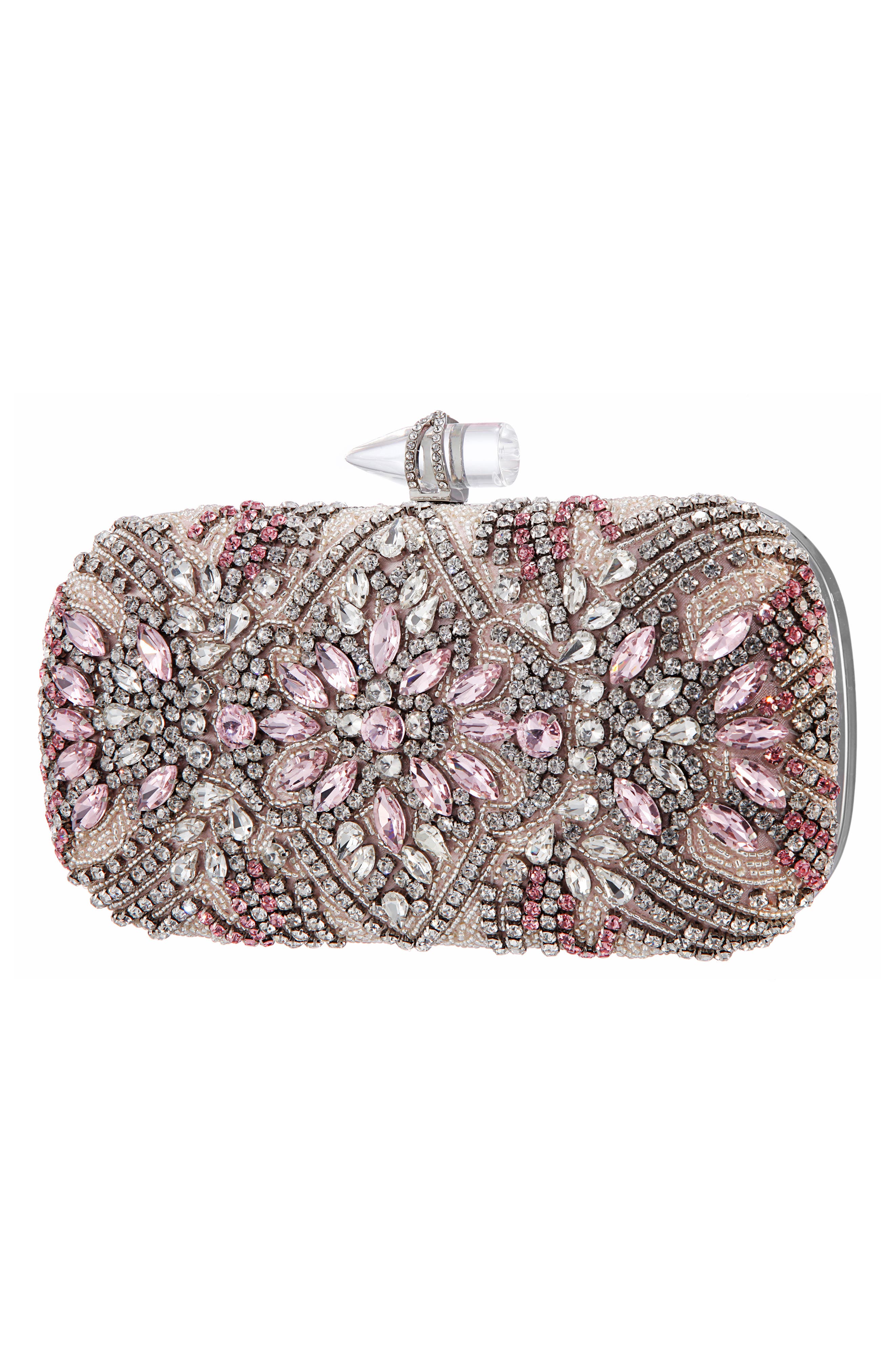 Gelsey Crystal Embellished Minaudière, Alternate, color, PINK