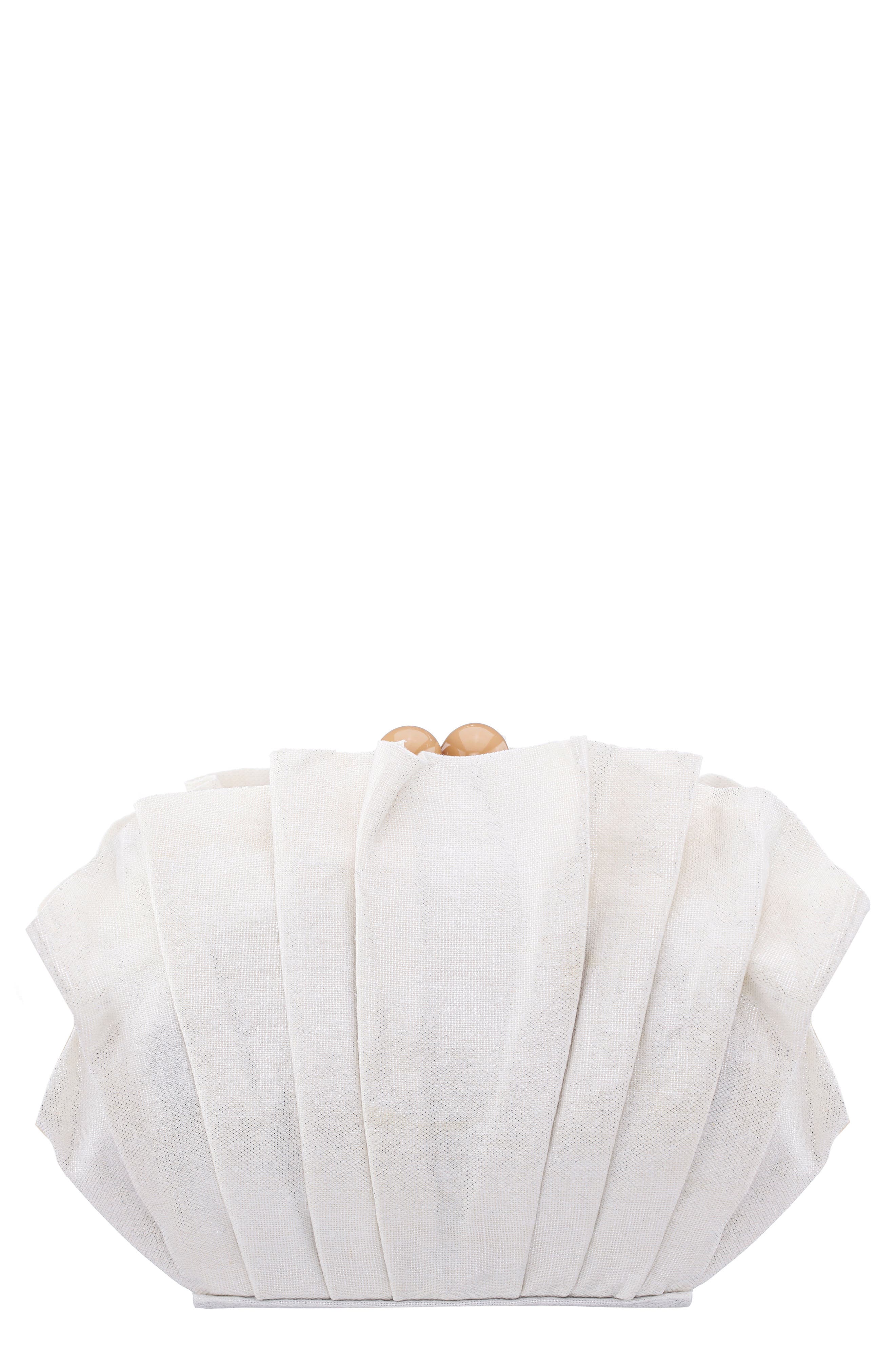 Nina Reef Clutch, Main, color, Silver