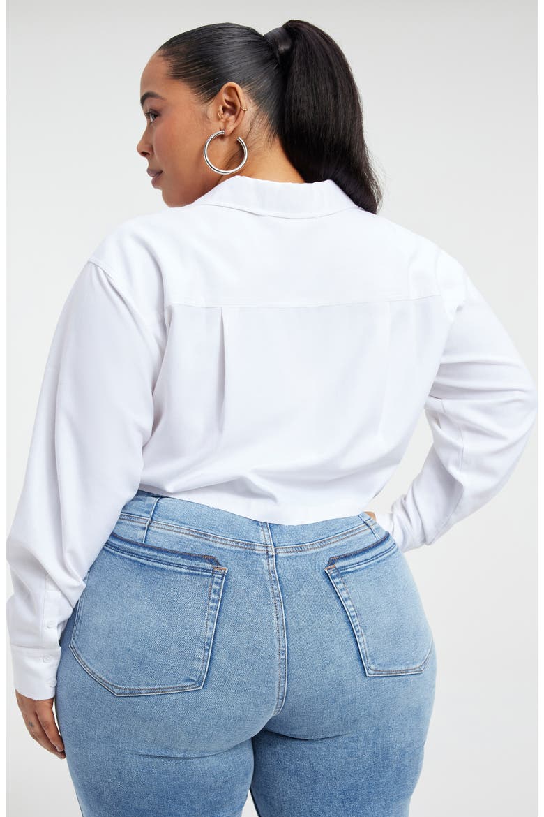 Distressed Cotton Blend Crop Shirt, Alternate, color, WHITE001