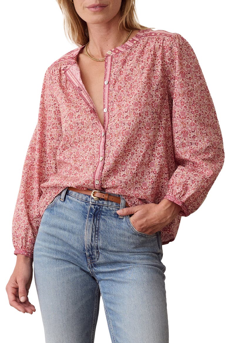 Vivian Floral Button Through Blouse, Main, color, BLUSH FLORAL