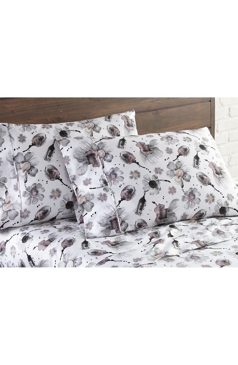 SOUTHSHORE FINE LINENS Premium Collection Extra Deep Pocket 300 Thread-Count 4-Piece Sheet Set, Alternate, color, Watercolor Symphony Grey