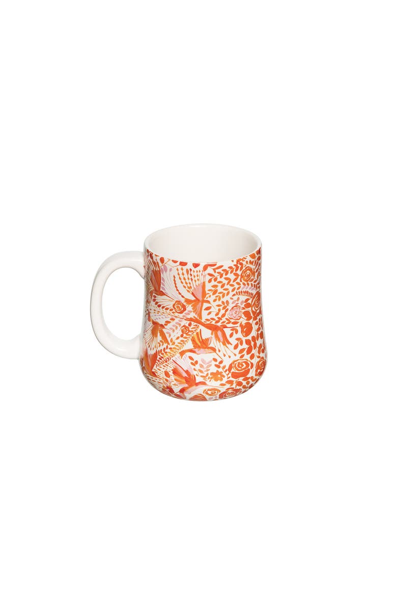 carol & frank 16 oz. Orange Hummingbird Floral Ceramic Coffee Tea Hot Cocoa Drinking Mug w/ Handle, Main, color, Orange
