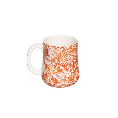 16 oz. Orange Hummingbird Floral Ceramic Coffee Tea Hot Cocoa Drinking Mug w/ Handle