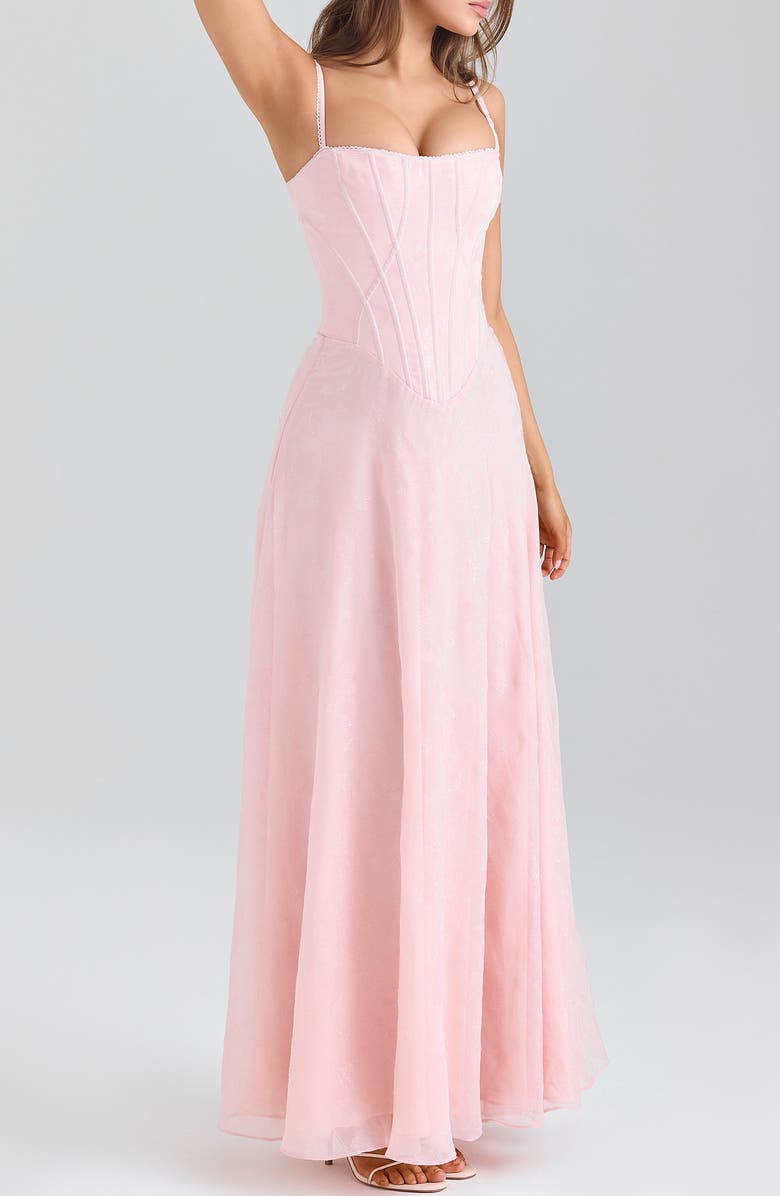 Marci Corset Pleated Strapless Midi Dress