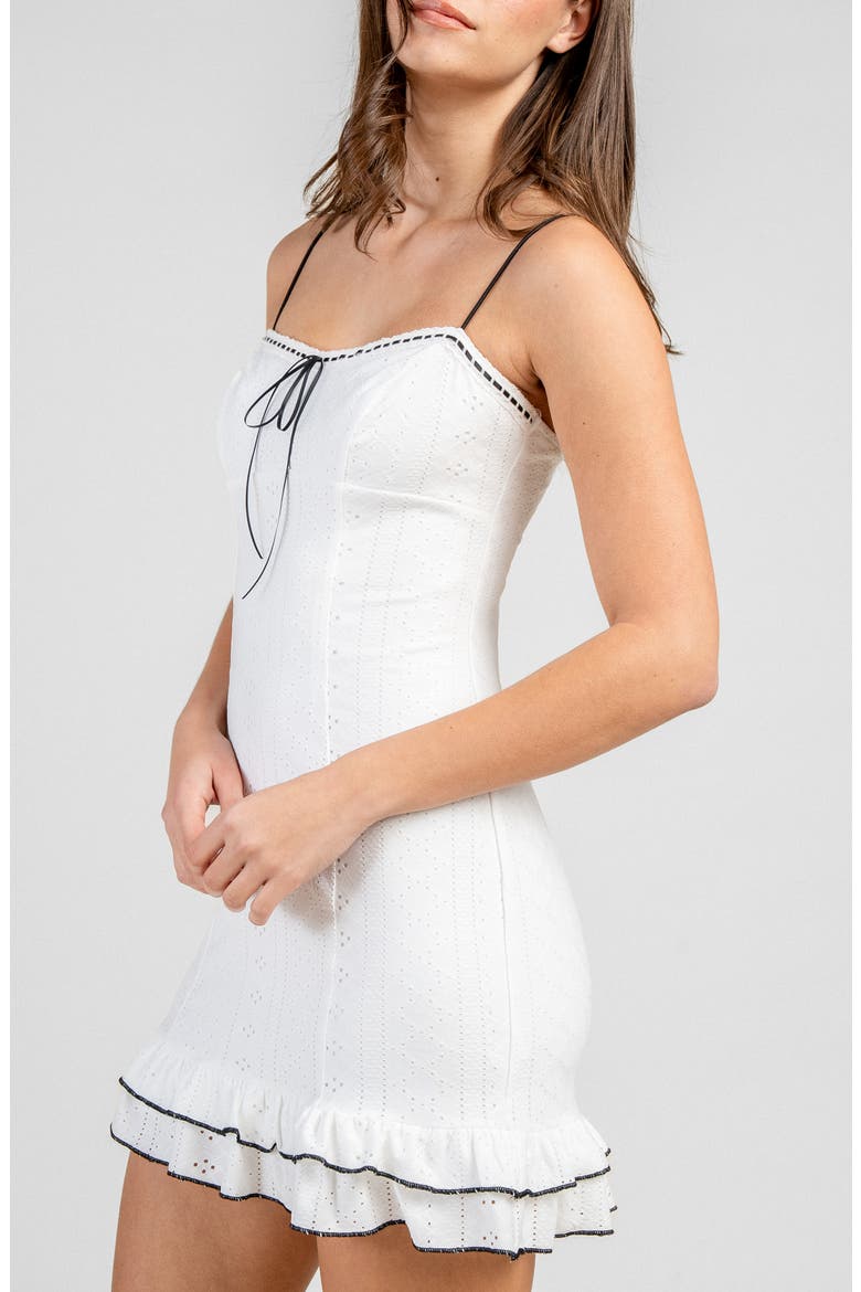 Eyelet Ruffled Minidress, Alternate, color, CREAM