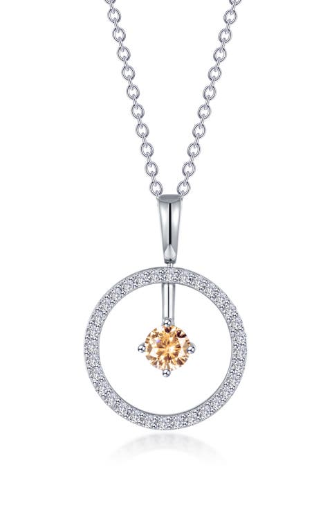Simulated Diamond Lab-Created Birthstone Reversible Pendant Necklace