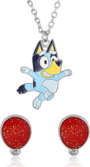 BLUEY Pendant Necklace and Balloon Stud Earrings Set