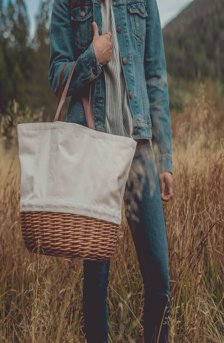 Picnic Time Promenade Minnie Beige Canvas Picnic Basket, Alternate, color, Beige