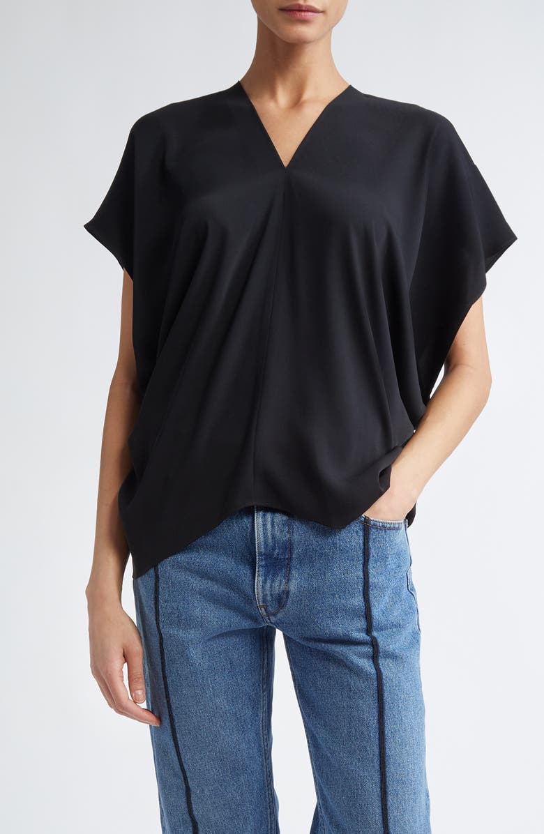 MM6 Maison Margiela Draped Short Sleeve Top, Main, color, Black