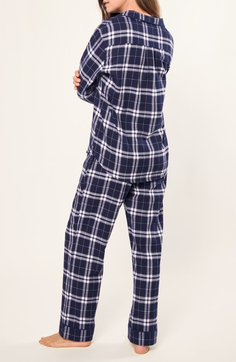 Petite Plume Tartan Plaid Cotton Pajamas, Alternate, color, Navy