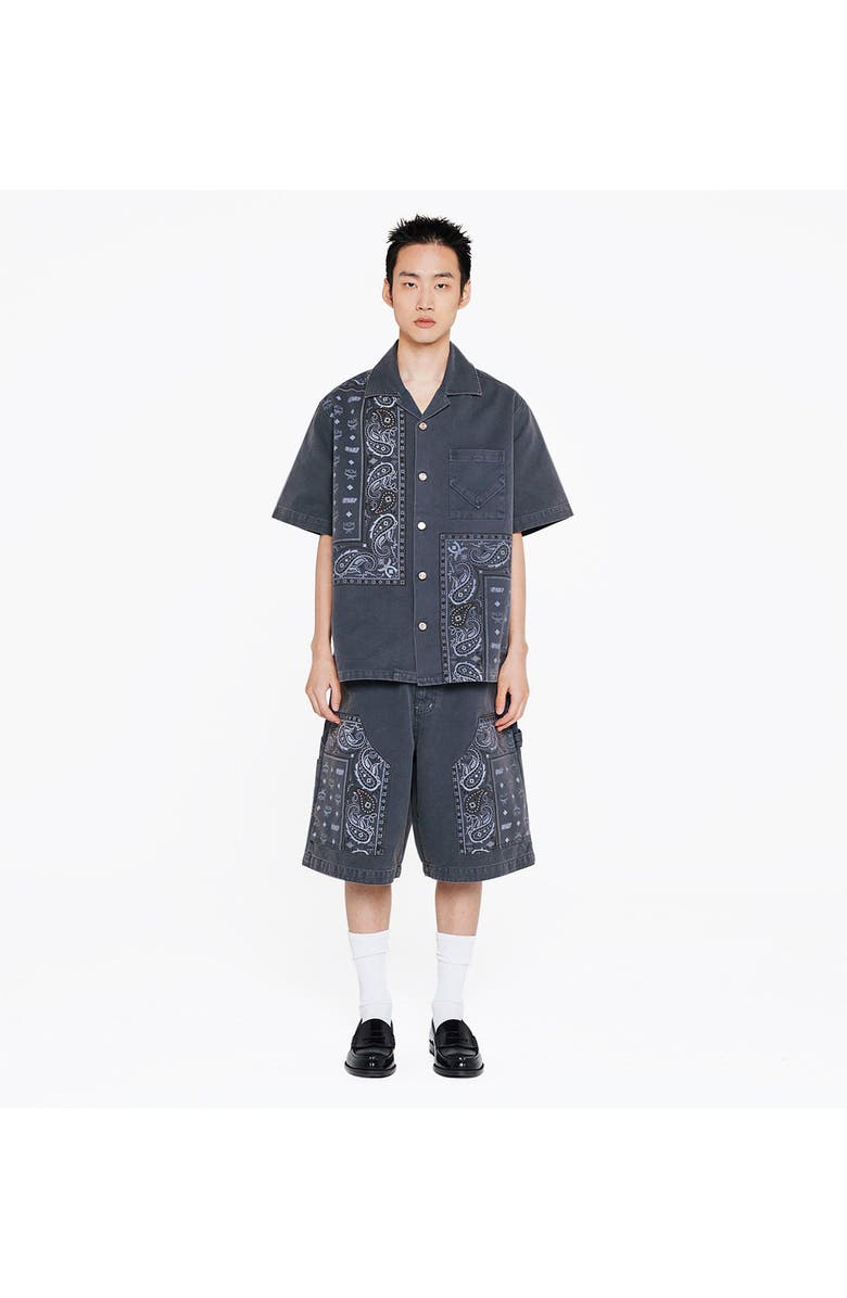 MCM X KASINA Bandana Monogram Shirt in Oxford Cotton, Alternate, color, Blue