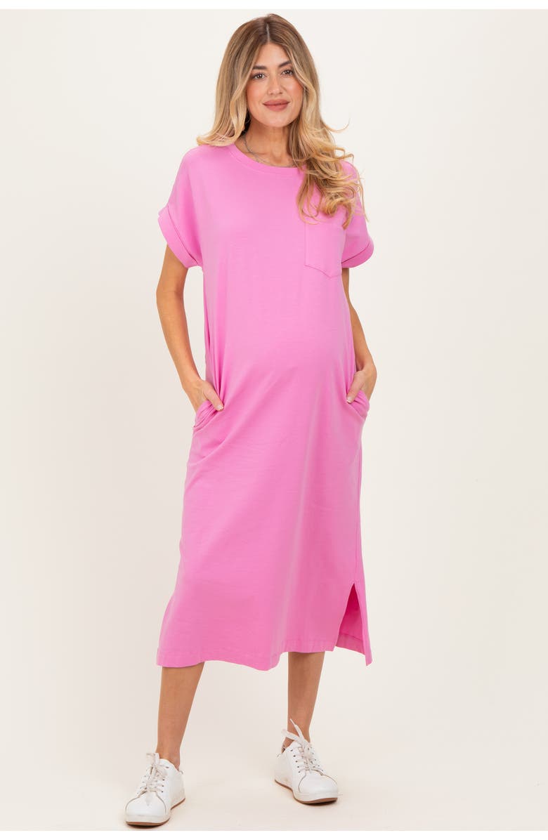 PinkBlush Pocket Front Midi T-Shirt Dress, Main, color, Pink