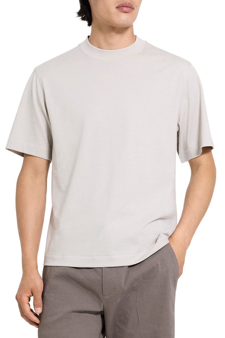 Relaxed Stripe Cotton Blend T-Shirt, Main, color, SILVER CLOUD