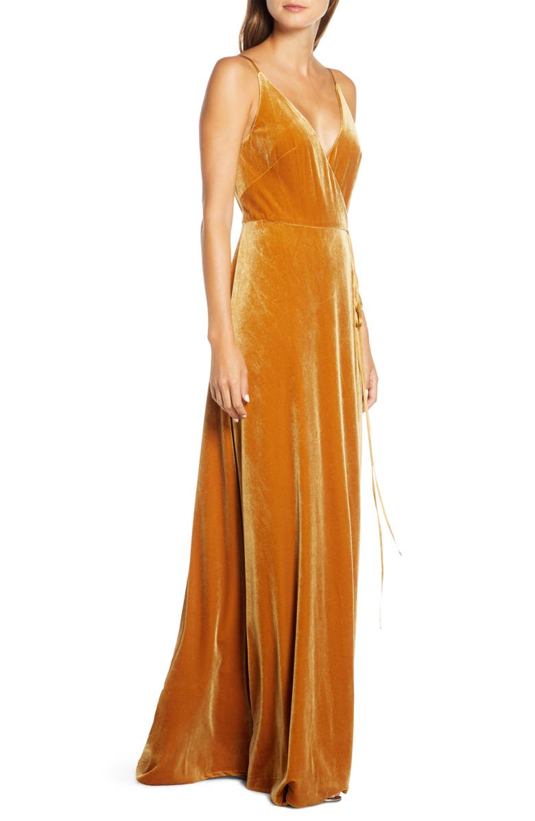 Jenny Yoo Andi Velvet Wrap Evening Gown, Alternate, color,