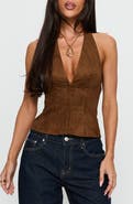 Princess Polly Dalyah Faux Suede Corset Halter Top
