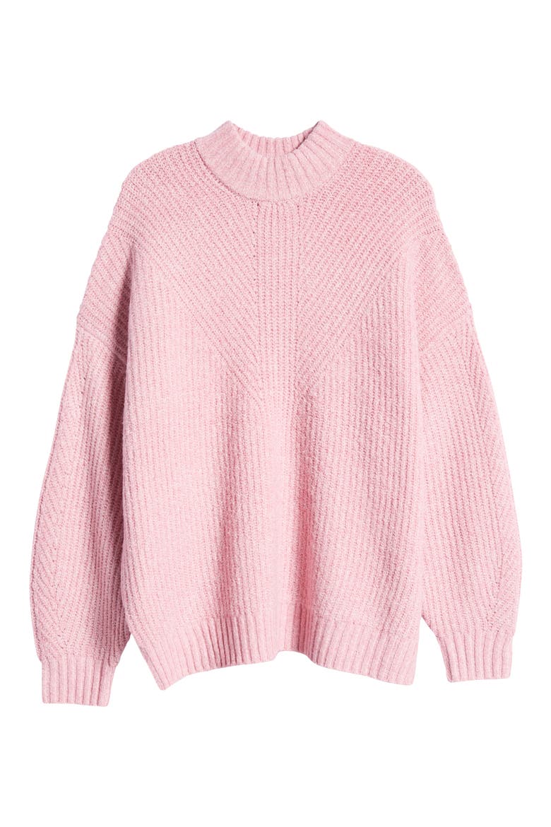 Oversize Mock Neck Sweater, Alternate, color, PINK TRILLIUM