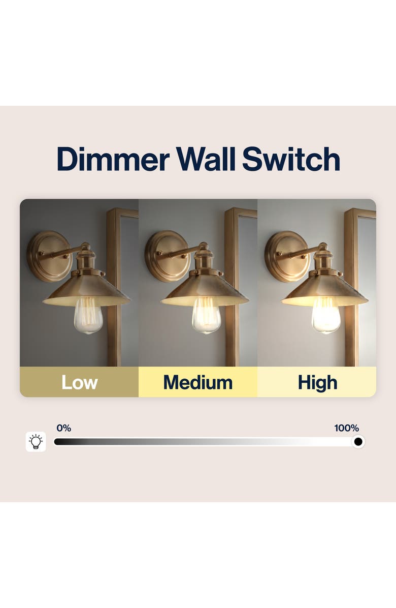 JONATHAN Y July Metal Shade Sconce, Alternate, color, Brass Gold