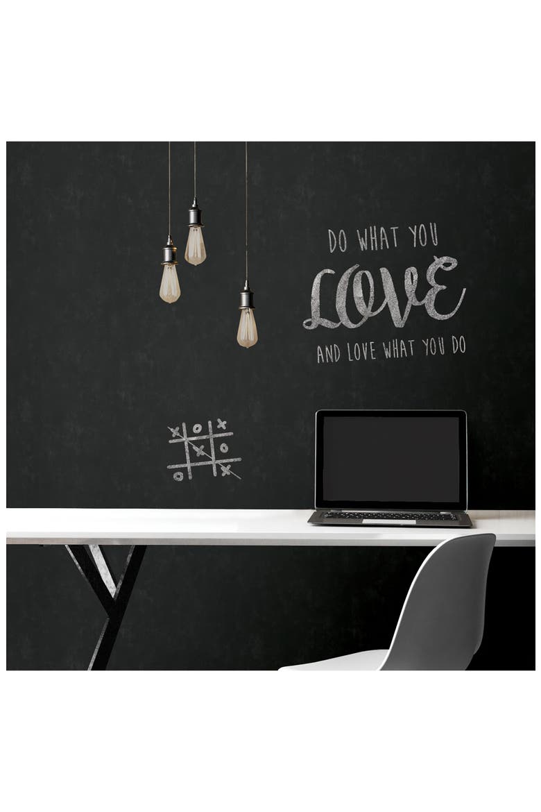 Vintage Chalkboard Peel & Stick Wallpaper, Alternate, color, BLACK