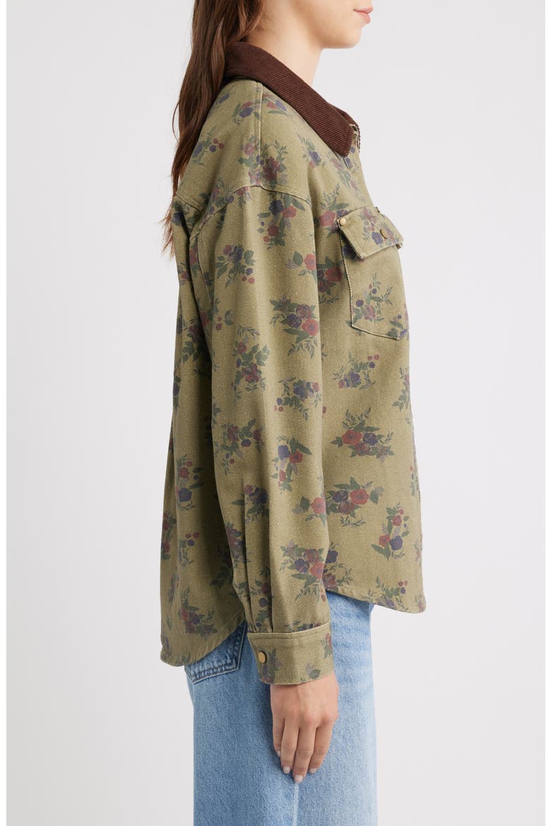 Leopard Print Cotton Denim Shacket, Alternate, color, FOREST MULTI