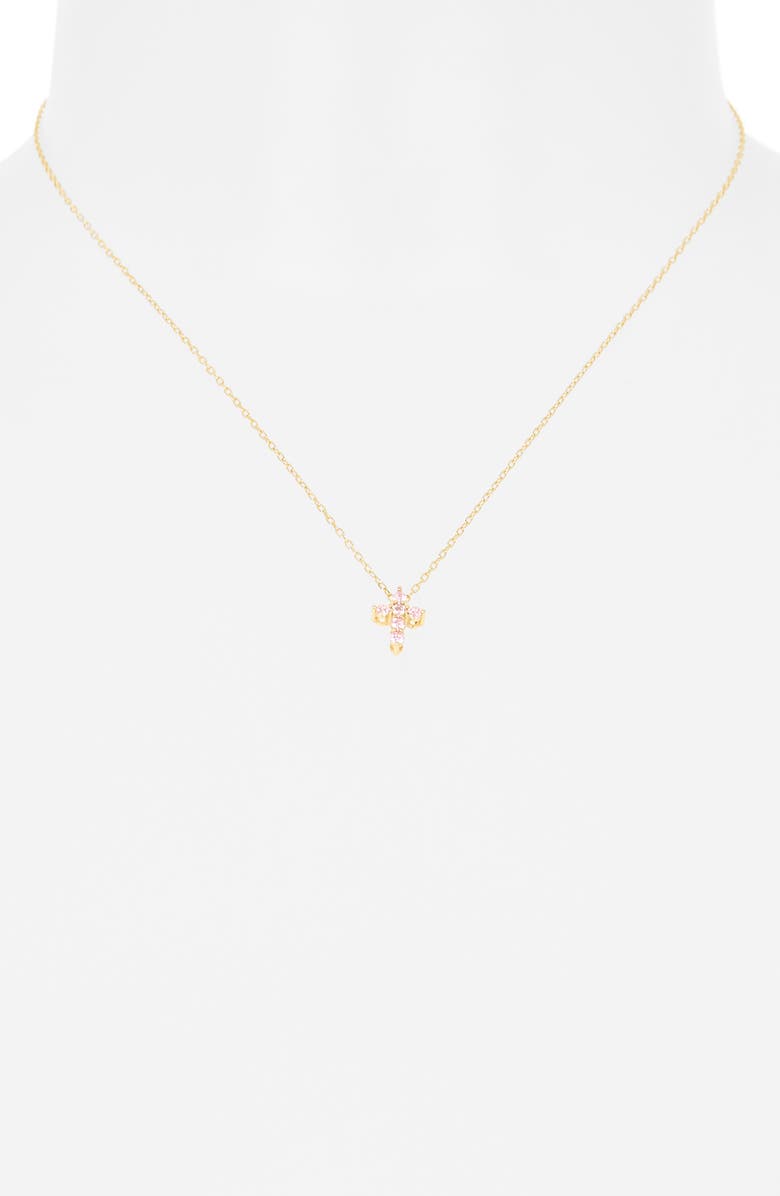 ARGENTO VIVO Pink Cubic Zirconia Cross Pendant Necklace, Alternate, color, Gold