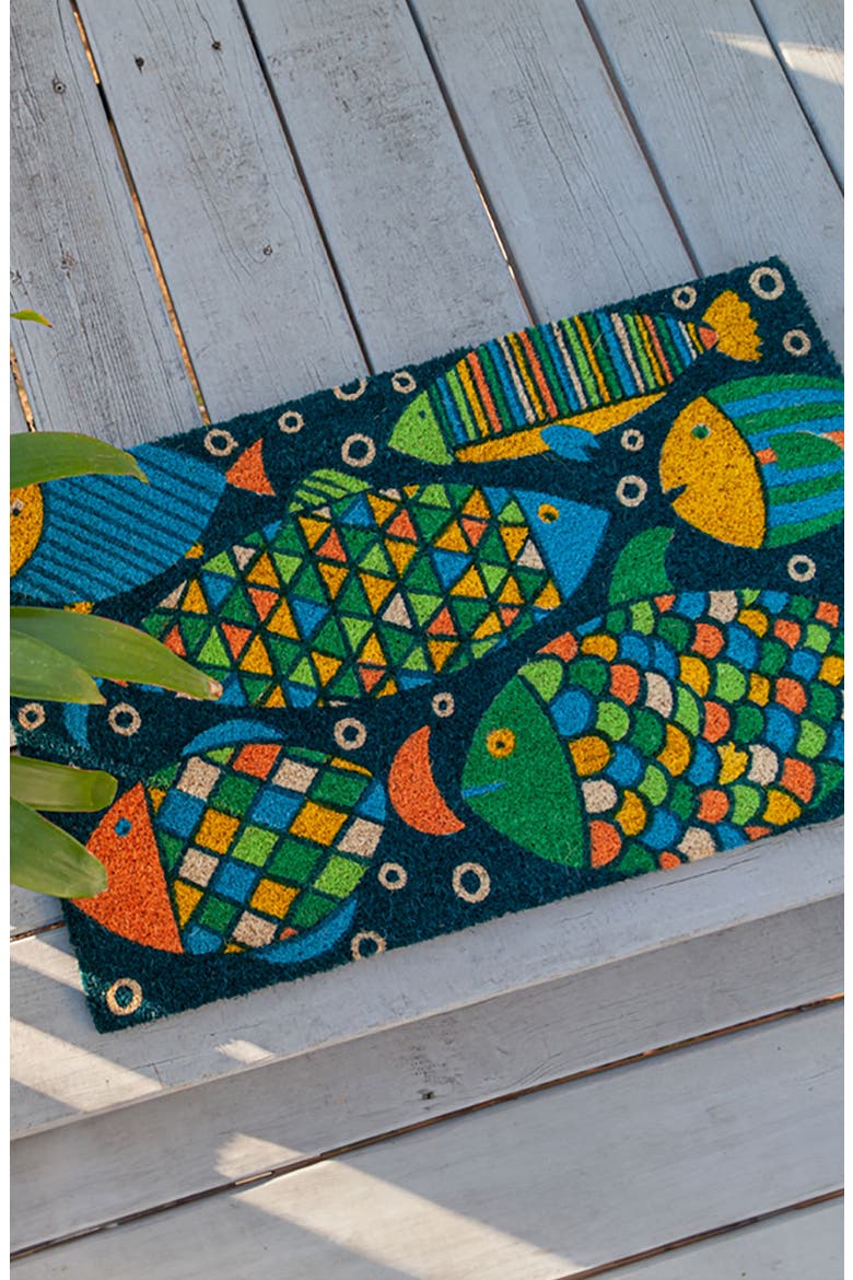 Fancy Fish Doormat, Alternate, color, BLUE