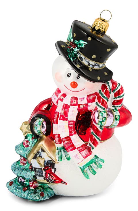 Check it Out Snowman Glass Ornament