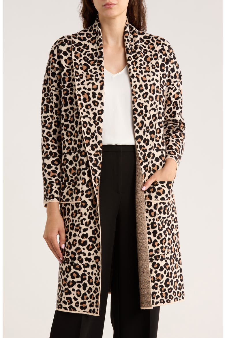 Alicia Open Front Long Cardigan, Main, color, KEIRA LEOPARD