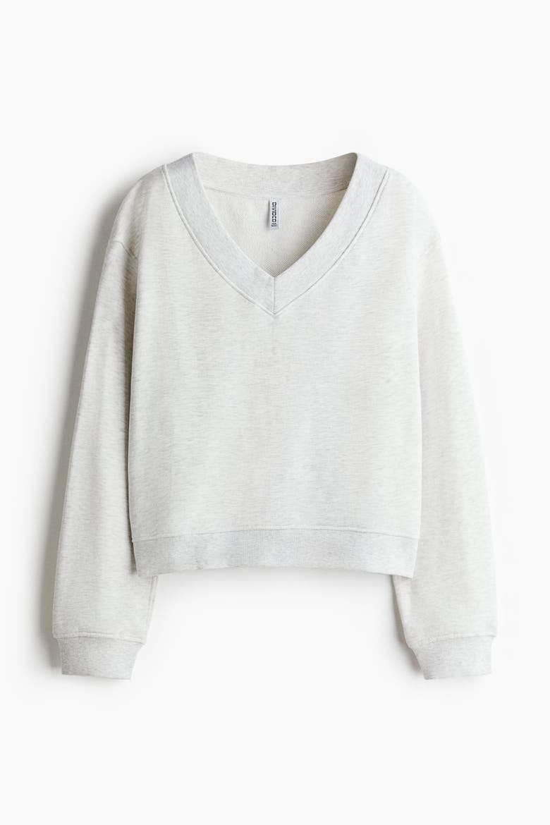 V-neck Sweatshirt, Alternate, color, Light gray melange