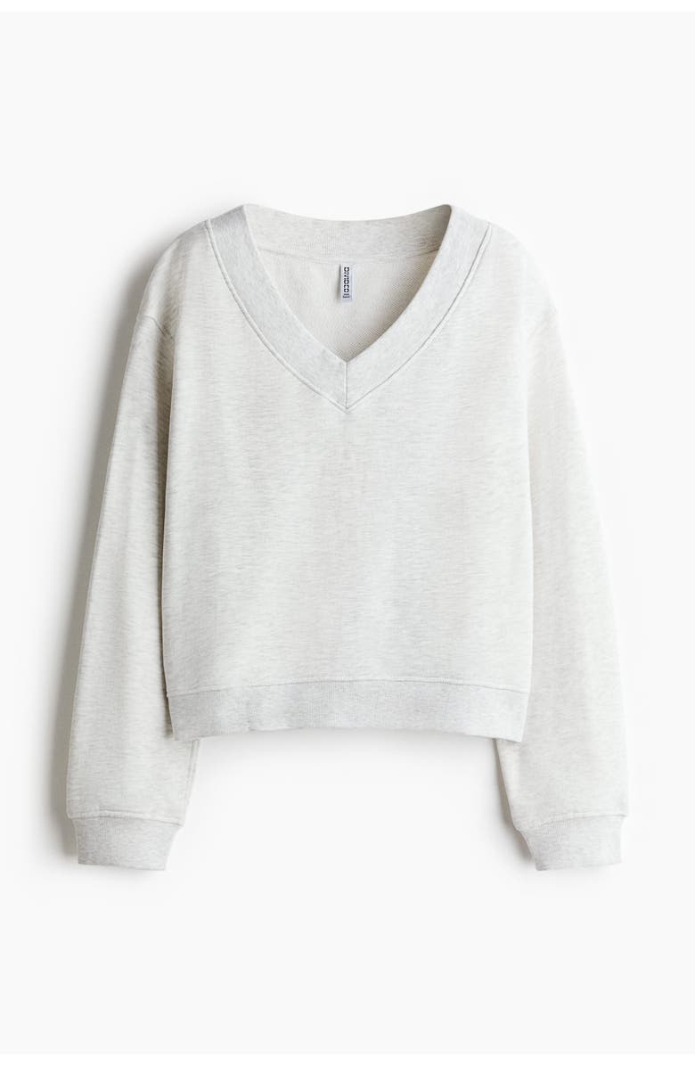 H&M V-neck Sweatshirt, Alternate, color, Light Gray Melange
