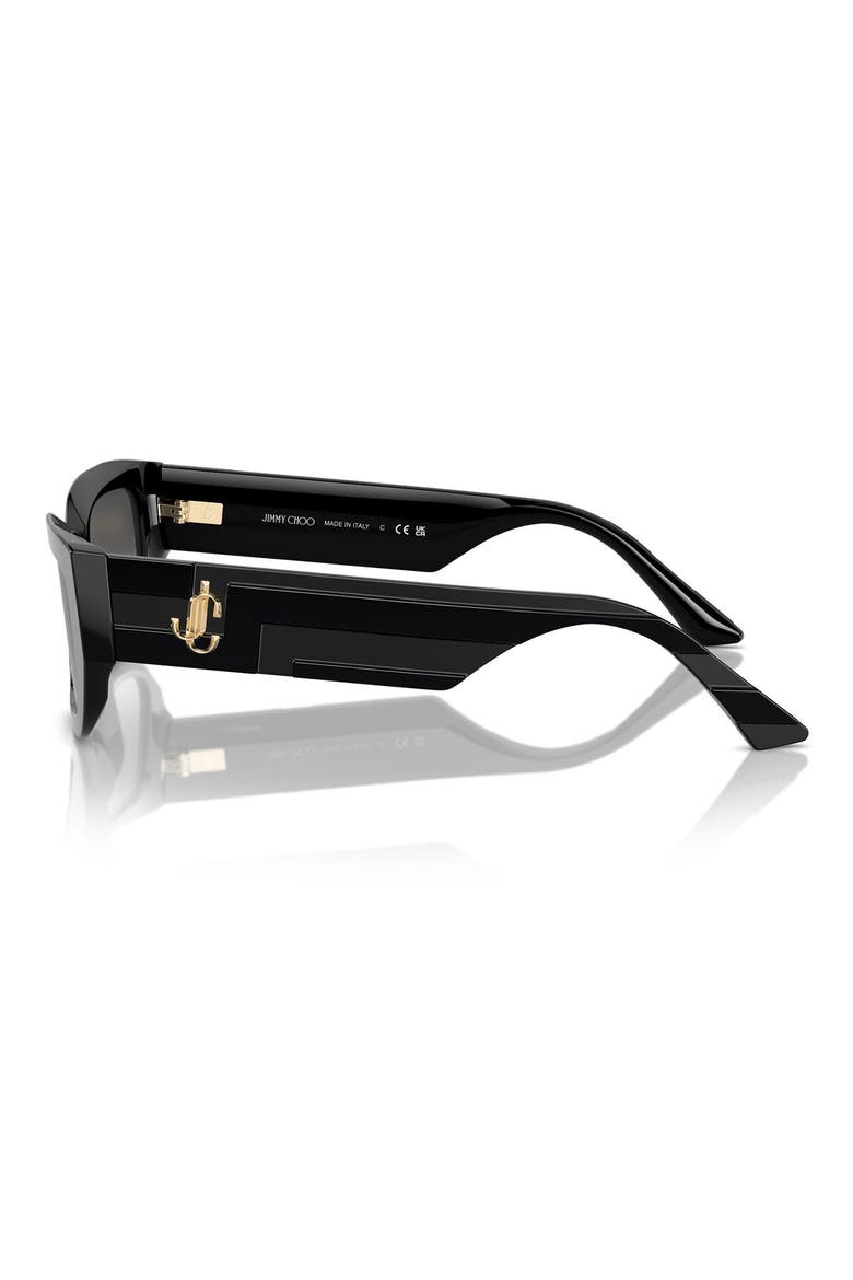 55mm Rectangle Sunglasses, Alternate, color, BLACK