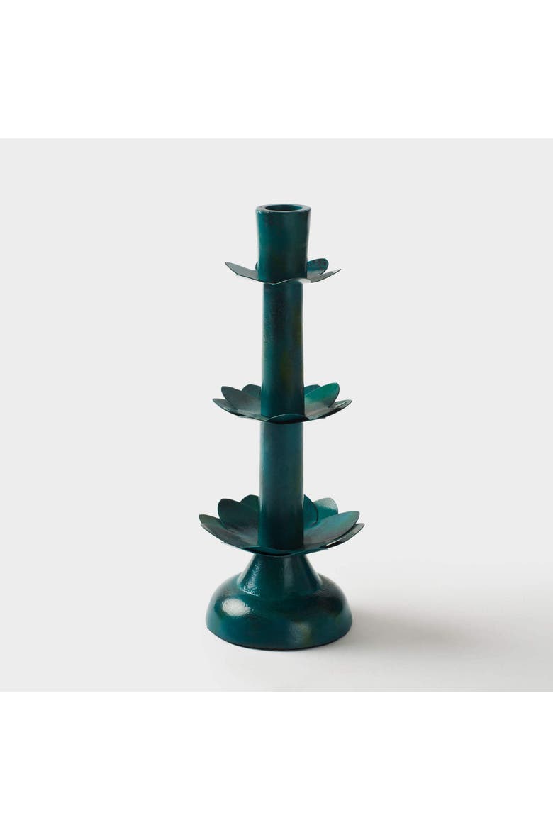 Green Lotus Bloom Tapered Candleholders, Main, color, Green