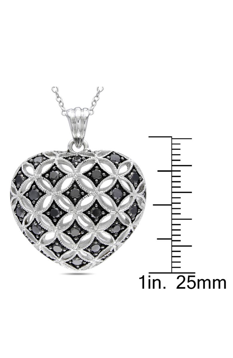 Julianna B. 1ct TW Black Diamond Vintage Heart Necklace, Alternate, color, Sterling Silver