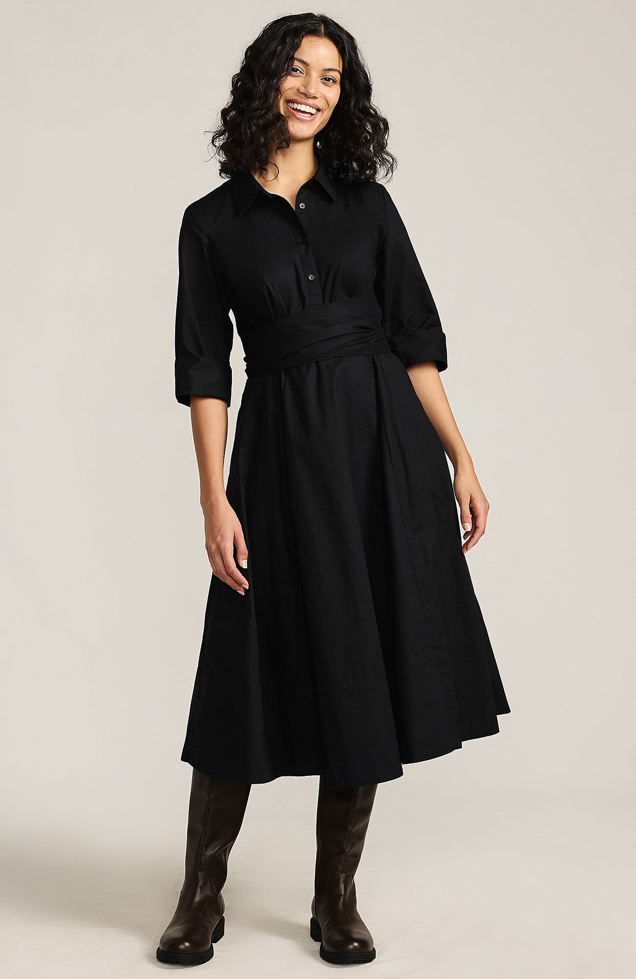 Poplin Midi Wrap Front Dress