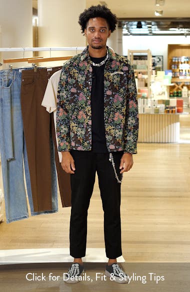 PLEASURES Floral Jacquard Snap-Up Overshirt | Nordstrom