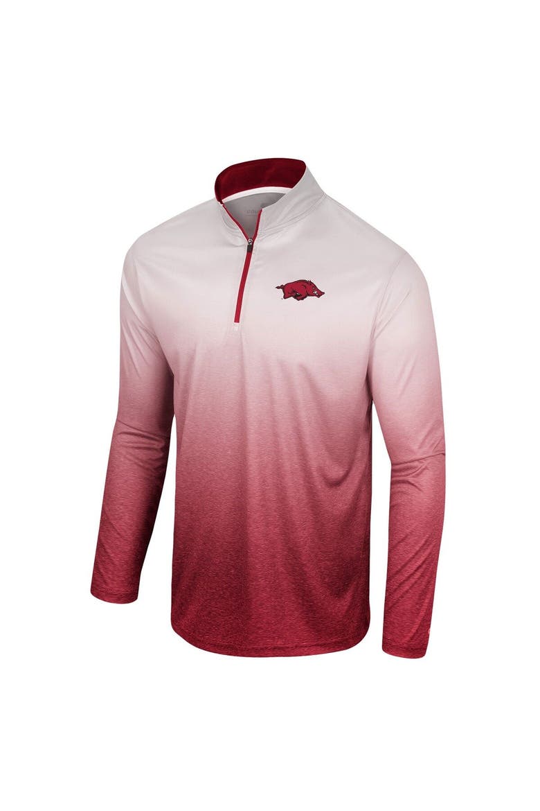 Men's Colosseum White/Cardinal Arkansas Razorbacks Laws of Physics Quarter-Zip Windshirt, Alternate, color, White