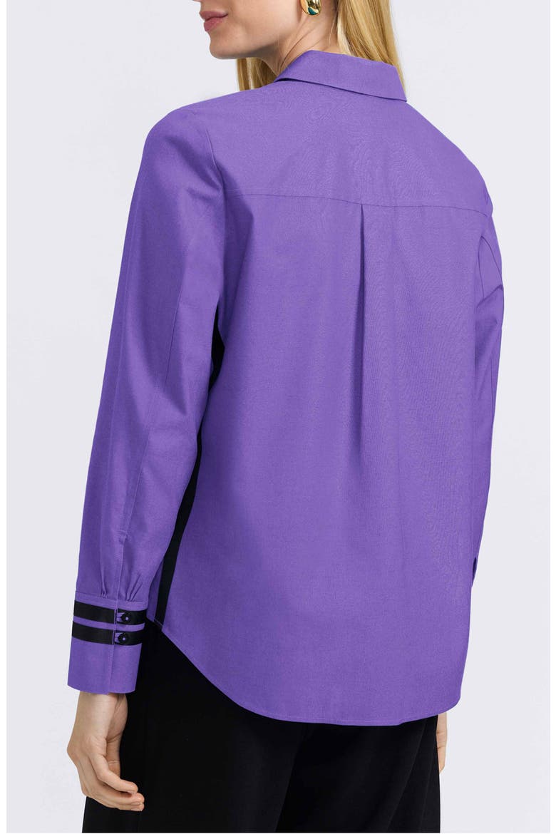 Brooke Grosgrain Trim Cotton Button-Up Shirt, Alternate, color, ROYAL PURPLE
