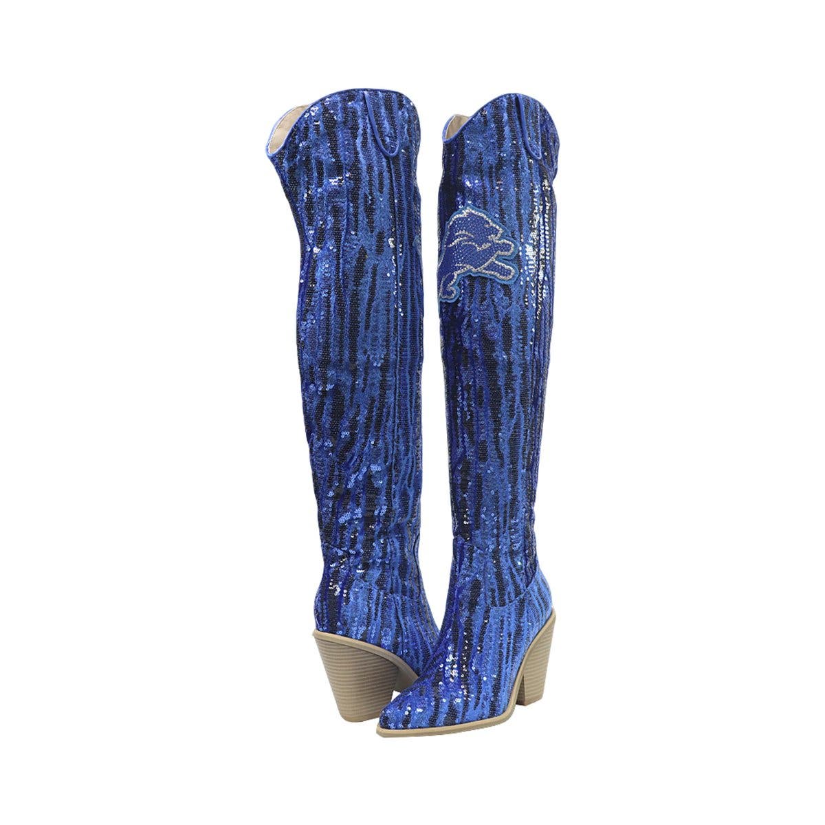 Detroit Lions Over-the-Knee Two-Tone Sequin Boots, Alternate, color, Blue
