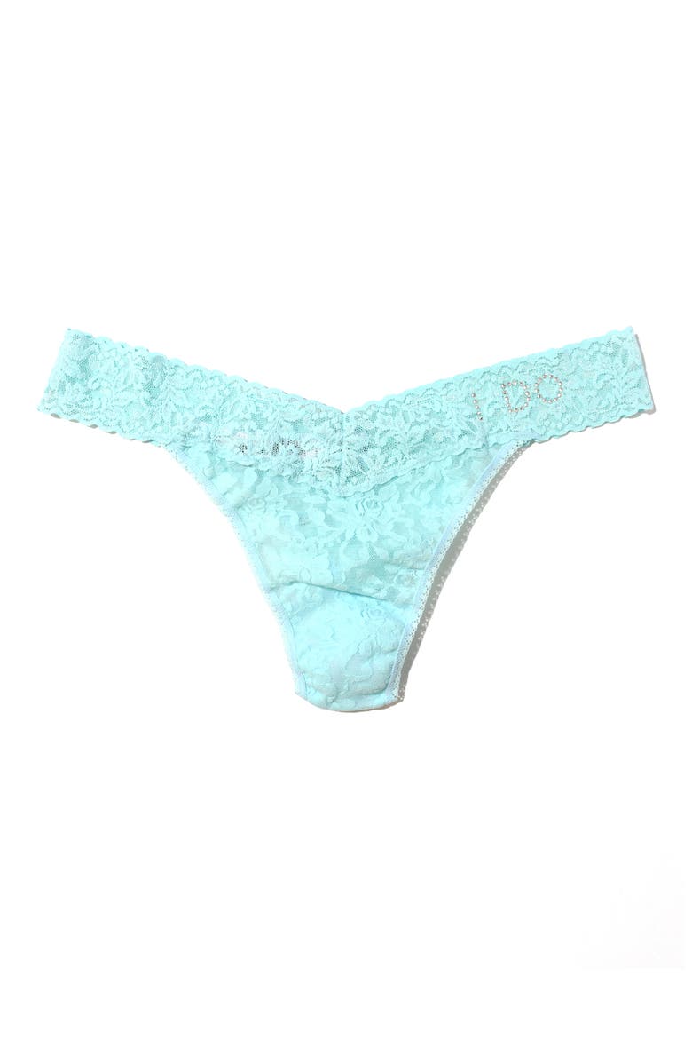 'I Do' Swarovski Crystal Regular Rise Thong, Main, color, CELESTE BLUE
