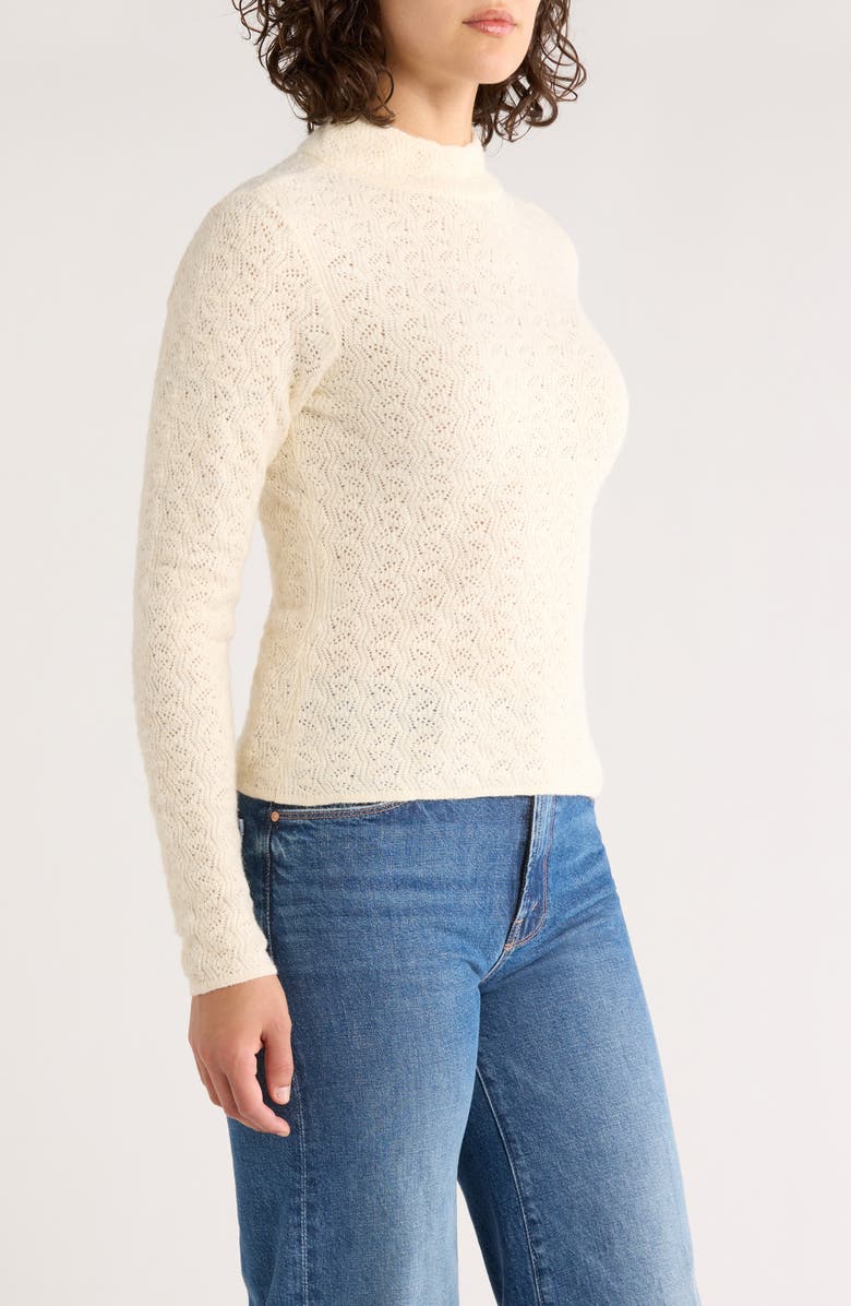 Marine Layer Lucia Pointelle Stitch Mock Neck Sweater, Alternate, color, Oat
