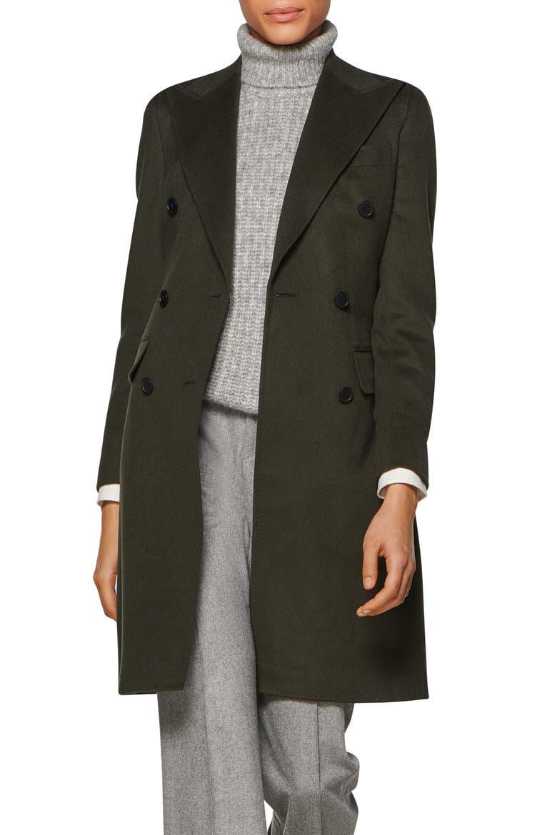 Ben Double Breasted Wool Coat, Main, color, GREEN